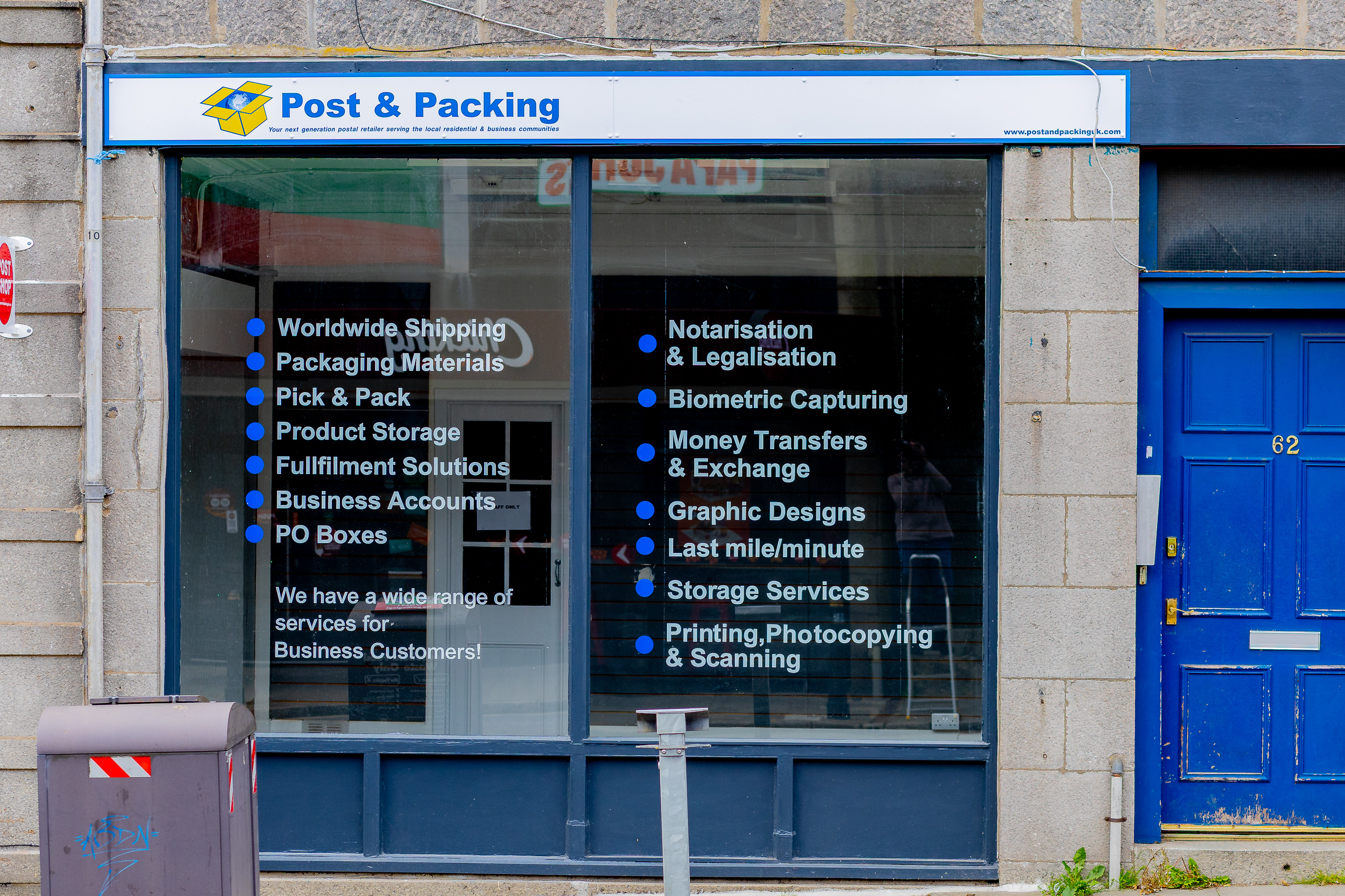 Post & Packing Office Services Window